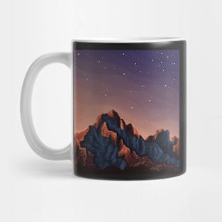 Mountains Starry Night Sky Landscape Digital Illustration Mug